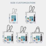 New Female Shopping Shoulder Foldable Reusable Casual Print Pattern Black Canvas Student Portable Handbag - Image 4