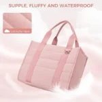 Custom Travel Tote Bag for Women Work Puffer Laptop Crossbody Bags with Zipper Quilted Gym Tote Purse Shoulder Handbags - Image 4