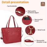 Custom Logo Portable Fashion Elegant Large Capacity Women PU Leather Shopping Shoulder Handbag Tote Bag - Image 5