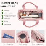 Custom Travel Tote Bag for Women Work Puffer Laptop Crossbody Bags with Zipper Quilted Gym Tote Purse Shoulder Handbags - Image 6